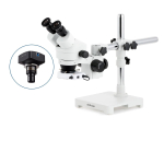 AmScope SM-3BZZ-80S-M SM-3B Series Binocular Zoom Stereo Microscope w/ 3.5X-180X w/ 80 LED Compact Ring Light and 1.3MP USB 2.0 C-mount Camera on Single Arm Boom Stand (3)