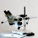 AmScope SM-3B-8W 7X-45X Binocular Stereo Zoom Microscope w/8W LED Dual Gooseneck Illuminator on Single Arm Boom Stand (4)