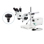 AmScope SM-3NTP-FODR SM-3 Series Simul-Focal Lockable Zoom Trinocular Stereo Microscope 7X-45X Magnification with 150W Gooseneck & Ring Lights (3)
