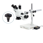AmScope SM-3TPZ-144A-10M SM-3 Series Simul-Focal Zoom Trinocular Stereo Microscope 3.5X-90X w/ Multi-Zone 144 LED and 10MP USB 2.0 C-mount Camera on Single Arm Boom Stand (3)