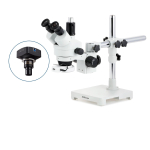 AmScope SM-3T-56S-10M3 SM-3 Series Zoom Trinocular Stereo Microscope 7X-45X w/ 56 LED Compact Ring Light and 10MP USB 3.0 C-mount Camera on Single Arm Boom Stand (3)