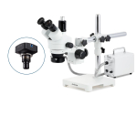 AmScope SM-3TPY-30WR-M SM-3 Series Simul-Focal Zoom Trinocular Stereo Microscope 7X-90X w/ 30W LED FO Ring Light and 1.3MP USB 2.0 C-mount Camera on Single Arm Boom Stand (3)