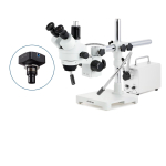 AmScope SM-3TZZ-30WY-8M SM-3 Series Zoom Trinocular Stereo Microscope 3.5X-180X w/ 30W LED Double Gooseneck FO Lights and 8MP USB 2.0 C-mount Camera on Single Arm Boom Stand (3)