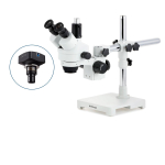 AmScope SM-3TPX-3M3 SM-3 Series Simul-Focal Zoom Trinocular Stereo Microscope 3.5X-45X Magnification w/ 3MP USB 3.0 C-mount Camera on Single Arm Boom Stand (3)