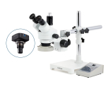 AmScope SM-3TY-80AM-3M3 SM-3 Series Zoom Trinocular Stereo Microscope 7X-90X w/ 80 LED Direction Variable Ring Light and 3MP USB 3.0 C-mount Camera on Single Arm Boom Stand (3)