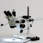 AmScope SM-3TP-8W 7X-45X Trinocular Simul-Focal Stereo Zoom Microscope w/8W LED Dual Gooseneck Illuminator on Single Arm Boom Stand (4)