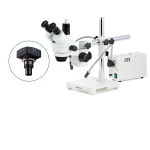 AmScope SM-3TPZ-FOD-3M3 SM-3 Series Simul-Focal Zoom Trinocular Stereo Microscope 3.5X-90X w/ 150W Halogen Dual Gooseneck Lights and 3MP USB 3.0 C-mount Camera on Single Arm Boom Stand (3)