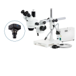 AmScope SM-3TYY-FODR-3M3 SM-3 Series Zoom Trinocular Stereo Microscope 7X-135X w/ 150W Halogen Dual Gooseneck & Ring Lights and 3MP USB 3.0 C-mount Camera on Single Arm Boom Stand (3)