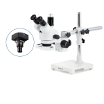 AmScope SM-3TPZZ-FRL-M SM-3 Series Simul-Focal Zoom Trinocular Stereo Microscope 3.5X-180X w/ 8W Fluorescent Ring Light and 1.3MP USB 2.0 C-mount Camera on Single Arm Boom Stand (3)