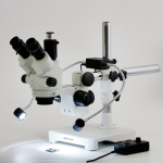 AmScope SM-3NTP-8W 7X-45X Trinocular Simul-Focal Lockable Stereo Zoom Microscope w/8W LED Dual Gooseneck Illuminator on Single Arm Boom Stand (5)