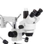 AmScope SM-4T-8W 7X-45X Trinocular Stereo Zoom Microscope w/8W LED Dual Gooseneck Illuminator on Double Arm Boom Stand (7)