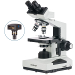 AmScope B400A-LED-E B400 Series Biological Binocular Compound Microscope 40X-1600X Magnification w/ LED Light, 3D Mechanical Stage and 1MP Digital Camera (3)