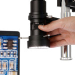 AmScope H800-DAB-96S-AF2 H800 Series Zoom Inspection Monocular Stereo Microscope 0.7X-5X on Double-Arm Boom-Stand w/ LED Ring Light and 1080P 2MP HDMI Auto-focus Camera (3)
