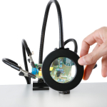 AmScope MAGLED-42 5X Magnification Dual Gooseneck 42 LED Magnifying Lamp w/ Circuit Board Holders and Table Clamp (2)