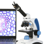 AmScope M162C-2L-WM-SP14-50P100S-WF Monocular Compound Microscope 40X-1000X, Portable + Dual Illumination LED + Wi-Fi 2.0MP Camera + Slides (1)