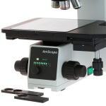 AmScope ME600TB-5M Brightfield, Darkfield and Polarizing Metallurgical Upright Trinocular Compound Microscope 50X-1000X Magnification w/ Large-Format Stage and 5MP USB 2.0 C-mount Camera (8)