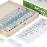 AmScope PS50W-BTN 50pc Prepared Glass Microscope Botany Slide Specimens w/ Wooden Case (4)
