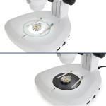 AmScope SF-2TRA SF-2T Series Zoom Parfocal Trinocular Stereo Microscope 8X-50X Magnification on Track Stand w/ Top, Bottom LED Lights (3)