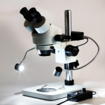 AmScope SM-1BS-8W 7X-45X Binocular Inspection and Dissecting Zoom Stereo Microscope w/8W LED Dual Gooseneck Illuminator on Compact Pillar Stand (5)