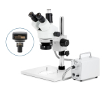 AmScope SM-1TX-30WR-10M SM-1 Series Zoom Trinocular Stereo Microscope 3.5X-45X w/ 30W LED FO Ring Light and 10MP USB 2.0 C-mount Camera on Pillar Stand w/ Extra Large Base Plate (5)