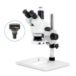 AmScope SM-1TZZ-80S-9M SM-1 Series Zoom Trinocular Stereo Microscope 3.5X-180X w/ 80 LED Compact Ring Light and 9MP USB 2.0 C-mount Camera on Pillar Stand w/ Extra Large Base Plate (5)
