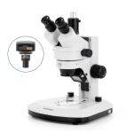 AmScope SM-1TX-RL-3M SM-1 Series Zoom Trinocular Stereo Microscope 3.5X-45X Magnification w/ Dual LED, 3MP USB 2.0 C-mount Camera on Track Stand (5)