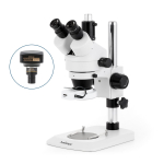 AmScope SM-1TNZ-144S-14M3 SM-1 Series Industrial Inspection Zoom Trinocular Stereo Microscope 3.5X-90X w/ 144 LED Compact Ring Light and 14MP USB 3.0 C-mount Camera on Pillar Stand w/ Small Base (5)