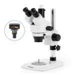 AmScope SM-1TNYY-56S-8M SM-1 Series Industrial Inspection Zoom Trinocular Stereo Microscope 7X-135X w/ 56 LED Compact Ring Light and 8MP USB 2.0 C-mount Camera on Pillar Stand w/ Small Base (5)