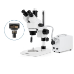 AmScope SM-1TNZ-30WS-9M SM-1 Series Industrial Inspection Zoom Trinocular Stereo Microscope 3.5X-90X w/ 30W LED Fiber Optic Single Gooseneck Light and 9MP USB 2.0 C-mount Camera on Pillar Stand w/ Small Base (5)
