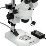 AmScope SM-1TN-8W 7X-45X Trinocular Industrial Inspection Zoom Stereo Microscope w/8W LED Dual Gooseneck Illuminator on Pillar Stand w/ Small Base (6)