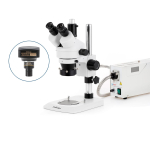 AmScope SM-1TNYY-FOR-10M SM-1 Series Industrial Inspection Zoom Trinocular Stereo Microscope 7X-135X w/ 150W Halogen Ring Light and 10MP USB 2.0 C-mount Camera on Pillar Stand w/ Small Base (5)