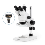 AmScope SM-1TNY-FRL-8M SM-1 Series Industrial Inspection Zoom Trinocular Stereo Microscope 7X-90X w/ 8W Fluorescent Ring Light and 8MP USB 2.0 C-mount Camera on Pillar Stand w/ Small Base (5)
