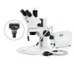 AmScope SM-1TRZZ-FODR-8M SM-1 Series Zoom Trinocular Stereo Microscope 3.5X-180X w/ 150W Halogen Dual Gooseneck & Ring Lights and 8MP USB 2.0 C-mount Camera on Track Stand (5)