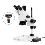 AmScope SM-1TSY-144A-8M SM-1 Series Zoom Trinocular Stereo Microscope 7X-90X Magnification w/ Multi-Zone 144 LED and 8MP USB 2.0 C-mount Camera on Pillar Stand (5)