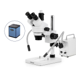 AmScope SM-1TSY-30WY-AF1 SM-1 Series Zoom Trinocular Stereo Microscope 7X-90X w/ 30W LED Double Gooseneck Fiber Optic Lights and 1080P HDMI Auto-focus Camera on Pillar Stand (2)
