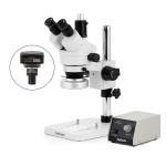 AmScope SM-1TS-80M-10M SM-1 Series Zoom Trinocular Stereo Microscope 7X-45X Magnification w/ HD 80 LED Ring Light and 10MP USB 2.0 C-mount Camera on Pillar Stand (5)