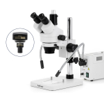 AmScope SM-1TSY-FOD-18M3 SM-1 Series Zoom Trinocular Stereo Microscope 7X-90X w/ 150W Halogen Dual Gooseneck Lights and 18MP USB 3.0 C-mount Camera on Pillar Stand (5)