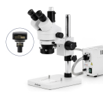 AmScope SM-1TSY-FOR-14M3 SM-1 Series Zoom Trinocular Stereo Microscope 7X-90X Magnification w/ 150W Halogen Ring Light and 14MP USB 3.0 C-mount Camera on Pillar Stand (5)