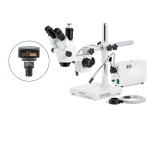 AmScope SM-3NTP-FODR SM-3 Series Simul-Focal Lockable Zoom Trinocular Stereo Microscope 7X-45X Magnification with 150W Gooseneck & Ring Lights (5)