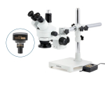 AmScope SM-3TPZ-144A-10M SM-3 Series Simul-Focal Zoom Trinocular Stereo Microscope 3.5X-90X w/ Multi-Zone 144 LED and 10MP USB 2.0 C-mount Camera on Single Arm Boom Stand (5)