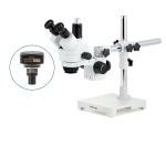 AmScope SM-3TPX-3M3 SM-3 Series Simul-Focal Zoom Trinocular Stereo Microscope 3.5X-45X Magnification w/ 3MP USB 3.0 C-mount Camera on Single Arm Boom Stand (5)