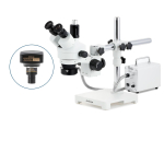 AmScope SM-3TPY-30WR-M SM-3 Series Simul-Focal Zoom Trinocular Stereo Microscope 7X-90X w/ 30W LED FO Ring Light and 1.3MP USB 2.0 C-mount Camera on Single Arm Boom Stand (5)