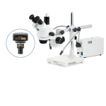 AmScope SM-3TPZ-FOD-3M3 SM-3 Series Simul-Focal Zoom Trinocular Stereo Microscope 3.5X-90X w/ 150W Halogen Dual Gooseneck Lights and 3MP USB 3.0 C-mount Camera on Single Arm Boom Stand (5)