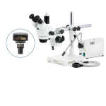 AmScope SM-3TYY-FODR-3M3 SM-3 Series Zoom Trinocular Stereo Microscope 7X-135X w/ 150W Halogen Dual Gooseneck & Ring Lights and 3MP USB 3.0 C-mount Camera on Single Arm Boom Stand (5)