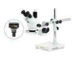 AmScope SM-3TPZZ-FRL-M SM-3 Series Simul-Focal Zoom Trinocular Stereo Microscope 3.5X-180X w/ 8W Fluorescent Ring Light and 1.3MP USB 2.0 C-mount Camera on Single Arm Boom Stand (5)