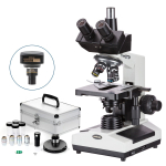 AmScope T390C-PCT Phase-Contrast Biological Trinocular Compound Microscope 40X-2500X Magnification w/ 20W Halogen, Turret Condenser, 3D Mechanical Stage (7)