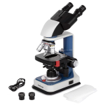 AmScope VB-B120C-R-SLVR B120C-R Series Value Bundle USB-C Rechargeable Binocular Compound Microscope 40X-2500X w/ 3D Stage, 25pc Slides, Tweezers (7)