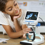 AmScope KVB-GEM-140-EXP Kid's Natural Gemstone Explorer Series Set 1080P HD Portable LCD Digital Color Microscope, Natural Gemstone Activity Set (9)