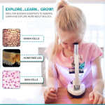 AmScope M30-ABS-KT2-W-EXCL1 IQCrew 120X-1200X 52-pcs Kids Beginner Compound Microscope STEM Kit w/ Metal Body Microscope, Slides, LED Light (6)