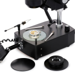 AmScope SH-2B-SL-DK SH-2 Series Jewelry Gem Binocular Stereo Microscope 10X-40X Magnification on Pillar Stand w/ Three Lights (4)